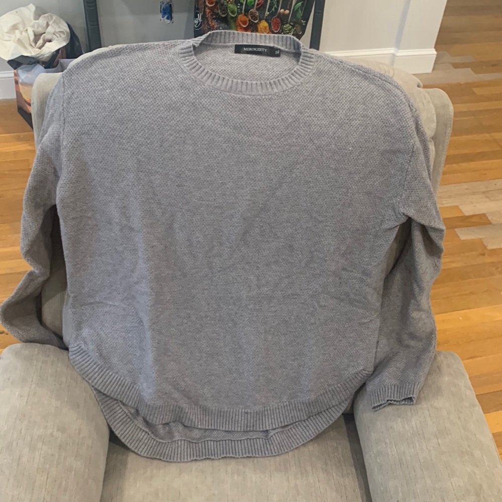 Gray crew neck sweater